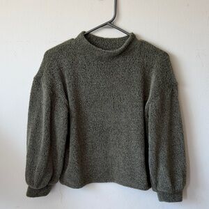 Cozy Army Green Fuzzy Pullover Sweater